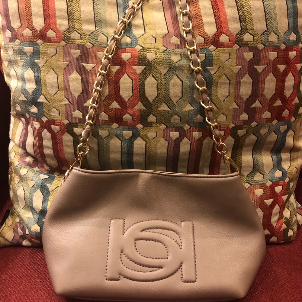 bebe Taupe “Lara” Shoulder Handbag w/Chain Strap